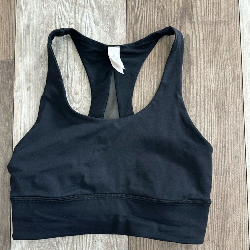Lululemon Sports Bra Top Cropped Black Mesh Inset Womens Size 6
